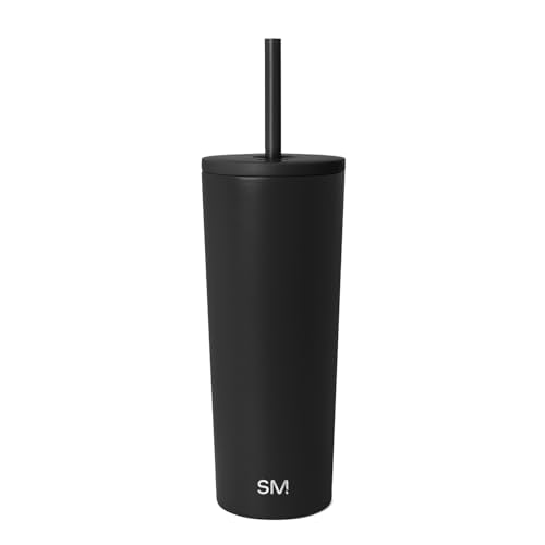 Simple Modern Iced Coffee Tumbler, Insulated | 24oz | Black | Reusable Stainless Steel Cup, Travel Mug, Water Bottle with Straw | Cupholder Friendly & Spill Resistant, Midnight Black - color: - Midnight Black, size: 24 Ounces