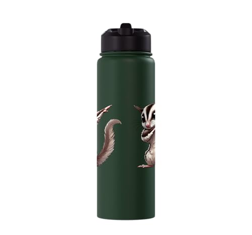 Sugar Glider, Dabbing | Kids, Girls, Boys | Sugar Glider Stainless Steel Insulated Water Bottle - color: Dark Green
