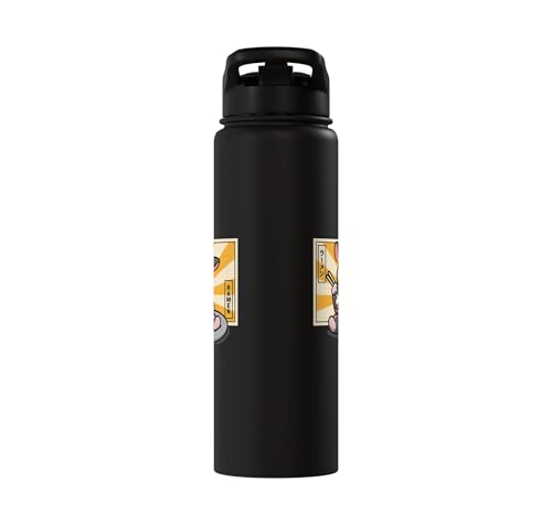 Womens Girls Cute Kawaii Japanese Ramen Sugar Glider Lover Stainless Steel Insulated Water Bottle - color: Black