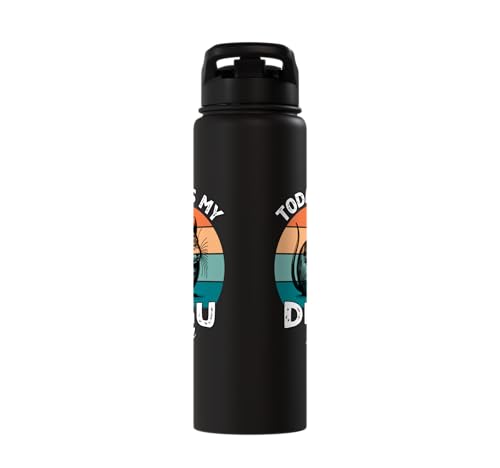 Funny Degu Stainless Steel Insulated Water Bottle - color: Black