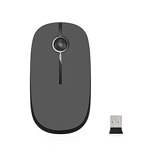 VssoPlor Wireless Mouse, 2.4G Slim Computer Laptop Mouse, Black and Gray | Portable Mouse, Plug & Play USB Nano Receiver, Quiet Silent Optical Mice for Notebook, PC, Laptop, Computer, Windows, Mac - color: Black and Gray