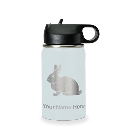 LaserGram Personalized 12oz Water Bottle, Rabbit (Light Blue) | Engraved Gift, Vacuum Insulated Stainless Steel, Flip-Top Straw Lid, Laser Engraved With Your Name - color: Light Blue, size: 12 Ounces