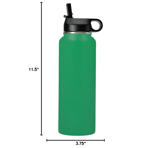 LaserGram Personalized 40oz Water Bottle, Rabbit (Green) | Engraved Gift, Vacuum Insulated Stainless Steel, Flip-Top Straw Lid, Laser Engraved With Your Name - color: Green, size: 40 Ounces