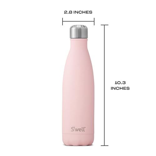 S'well Stainless Steel Water Bottle, 17oz, Pink Topaz, Triple Layered Vacuum Insulated Containers Keeps Drinks Cold for 36 Hours and Hot for 18, BPA Free, Perfect for On the Go - color: Pink Topaz, size: 17 Ounces
