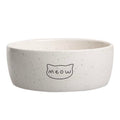 Pearhead Ceramic Meow Cat Bowl, Holds 12 oz, Modern Speckled White - color: Speckled "Meow", size: Single Bowl