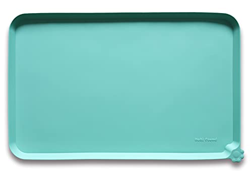 Hoki Found L Silicone Non Slip Pet Food Mats - Cat & Dog Bowl Placemats - Waterproof Feeding Mats for Carpet - Cool Mint - color: CoolMint, size: 22" x 14"