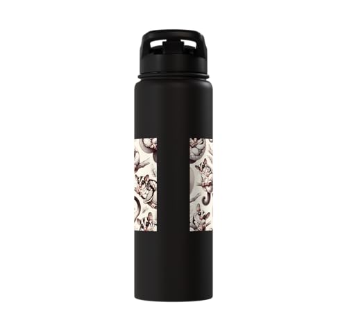 Beautiful Sugar Glider Pattern Aesthetic Sugar Gliders Stainless Steel Insulated Water Bottle - color: Black