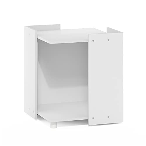 Furinno Peli 17" Square Cat Litter Box Enclosure, Americano | Hidden Litter Box Furniture with Open Storage, Wooden Pet House, Easy Assembly, for Living Room - color: Solid White, size: Cube