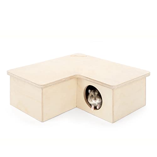 Niteangel Multi-Chamber Hamster House Maze: 1 Entrance 3 Rooms Maze Habitat | No-Disturb Removable Lid - Encourage Pets Hide and Explore Freely Hideout & Tunnel Maze Toys for Hamster Gerbils Mice Lemming - size: 3-Room Small