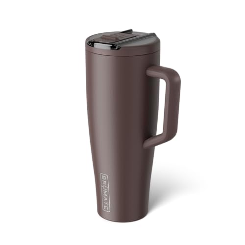 BrüMate Era Flip 40oz Tumbler with 100% Leakproof Covered Straw Lid | Hygienic Covered Straw | Insulated Stainless Steel Water Bottle with Handle | Cup Holder Friendly | BPA-Free (Java) - color: Java, size: 40 Ounces