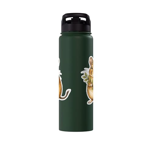 Degu With Leafy Branch Stainless Steel Insulated Water Bottle - color: Dark Green