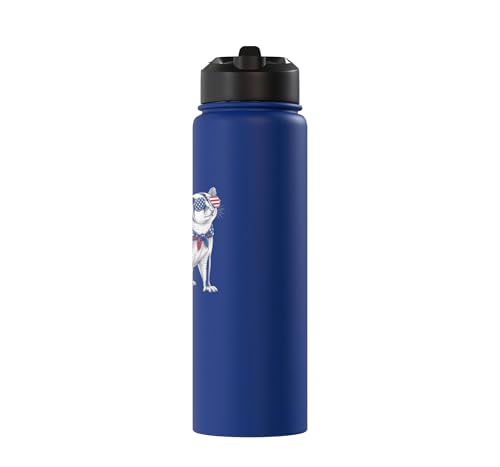 Sugar Glider 4th of July US American Flag Patriotic Stainless Steel Insulated Water Bottle - color: Royal Blue