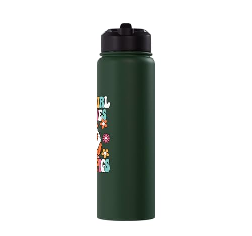 Just A Girl Who Loves Guinea Pigs Cute Groovy Girls Kids Stainless Steel Insulated Water Bottle - color: Dark Green