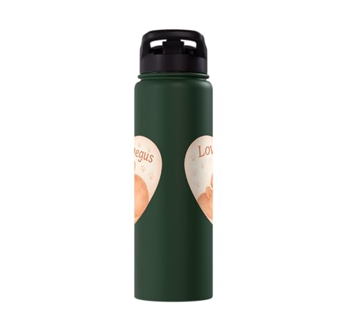 Love My Degus Heart Degu Lover Stainless Steel Insulated Water Bottle - color: Dark Green