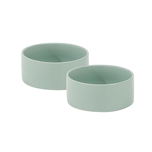 Havniva Ceramic Dog Bowls, Dog Food and Water Bowl Set, Dog Water Bowl | 6.1” Ceramic Dog Food Bowls with Non-Slip Rubber Base, Large Capacity, Double Dog Feeding Bowls for Small and Medium Dogs - color: 2 Bowls - Light Green, size: 6.1inch