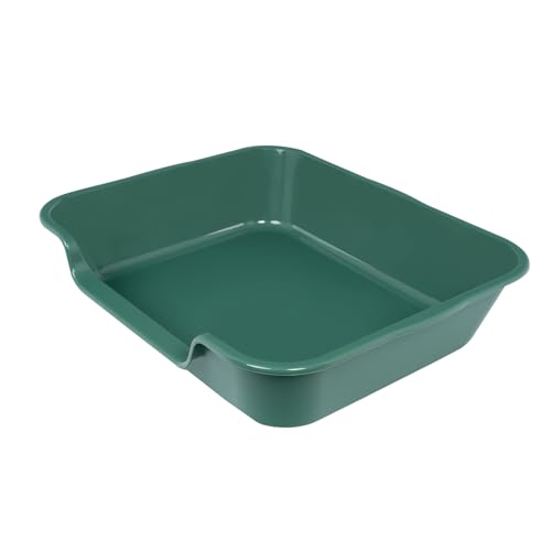 Extra Large Low Entry ABS Cat Litter Box, Green, 24" L x 20" W, 1 Pack | Durable low entry litter box, non-stick, odor-free, ideal for seniors, kittens, rabbits, large cats and multi-pet homes. - color: Green, size: Large (Pack of 1)