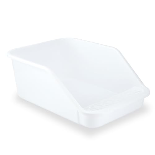 SpaceTime Large Cat Litter Box with High Sides,Cat Boxes for Indoor Cats,Cat Litter Pan for Kitty,Litter Box with Low Entry,Easy to Clean,Anti-Splashing(White) - color: White