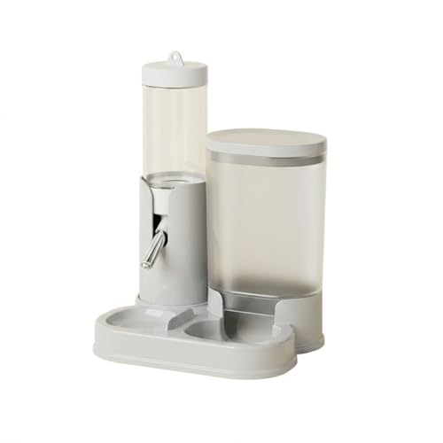 No Drip Hamster Water Bottle, 2 in 1 Hamster Water Dispenser & Food Bowl | Sealed Freestanding Small Animal Gravity Feeder, Hamster Cage Accessories for Dwarf Hamster, Gerbil, Rat, Mice (Gray) - color: Gray