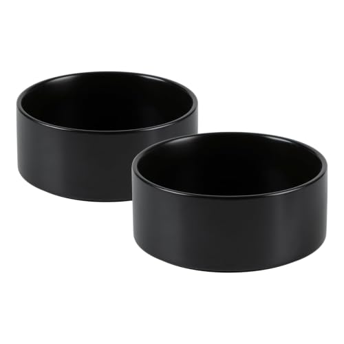 Havniva Ceramic Dog Bowls, 5.1” Dog Food and Water Bowl Set of 2 | Dog Food Bowl for Small Dogs, Food-Grade Ceramic, Dog Water Bowl with Non-Slip Rubber Base, Large Capacity, Dishwasher Safe - color: Matte Black, size: 5.1" - Bowl