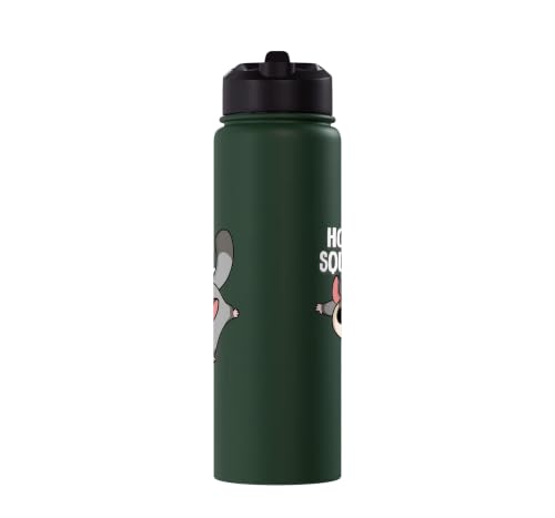 Cute Womens Girls Kids Mom Hover Squirrel Sugar Glider Lover Stainless Steel Insulated Water Bottle - color: Dark Green