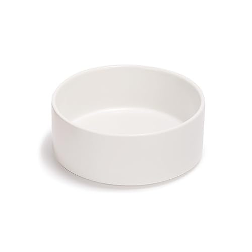 SPUNKYJUNKY 13.5OZ Ceramic Dog and Cat Bowl, Modern Cute Weighted Food Water Bowl for Replacement White (1 Pack) - color: White, size: 1.7 CUPS