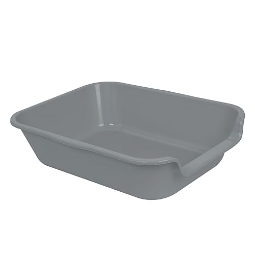 Extra Large Low Entry ABS Cat Litter Box, Grey, 20" L x 15.5" W, 2 Pack | Durable low entry litter box, non-stick, odor-free, ideal for seniors, kittens, rabbits, large cats and multi-pet homes. - color: Dark Gray, size: Small (Pack of 2)