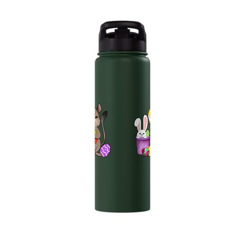 Cute degu painting Easter eggs Stainless Steel Insulated Water Bottle - color: Dark Green