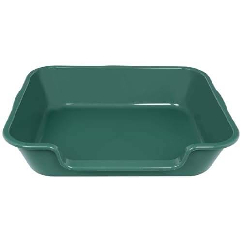 Extra Large Low Entry ABS Cat Litter Box, Green, 24" L x 20" W, 1 Pack | Durable low entry litter box, non-stick, odor-free, ideal for seniors, kittens, rabbits, large cats and multi-pet homes. - color: Green, size: Large (Pack of 1)