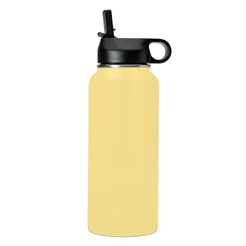 LaserGram Personalized 32oz Water Bottle, Tree Frog (Yellow) | Engraved Gift, Vacuum Insulated Stainless Steel, Flip-Top Straw Lid, Laser Engraved With Your Name - color: Yellow, size: 32 Ounces