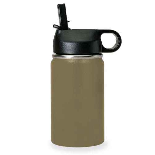 LaserGram Personalized 12oz Water Bottle, Snail (Camo Green) | Engraved Gift, Vacuum Insulated Stainless Steel, Flip-Top Straw Lid, Laser Engraved With Your Name - color: Camo Green, size: 12 Ounces