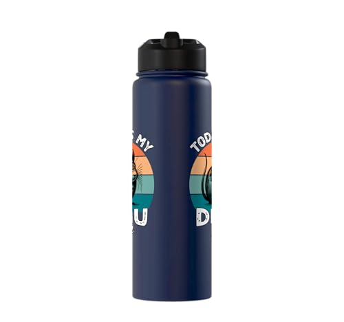 Funny Degu Stainless Steel Insulated Water Bottle - color: Navy Blue