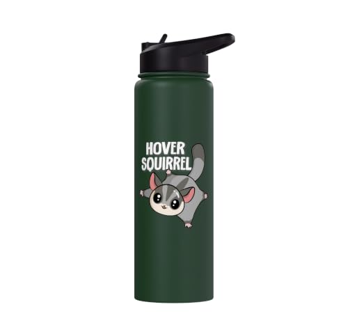 Cute Womens Girls Kids Mom Hover Squirrel Sugar Glider Lover Stainless Steel Insulated Water Bottle - color: Dark Green