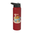 Sleeping Degu Tea Cup Heart Steam Art Stainless Steel Insulated Water Bottle - color: Red