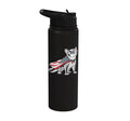 Sugar Glider 4th of July US American Flag Patriotic Stainless Steel Insulated Water Bottle - color: Black