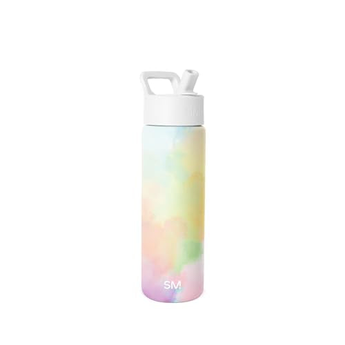 Simple Modern Insulated Water Bottle with Straw | 22oz | Tie Dye | Summit Stainless Steel Water Bottles, Metal Cup | Leak Proof for School, Gym, Travel, Sports | Cotton Candy Tie Dye - color: Pattern: Cotton Candy Tie Dye, style: 22oz