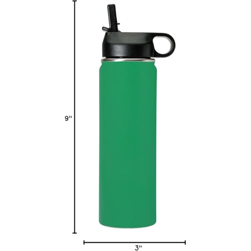 LaserGram Personalized 20oz Water Bottle, Tree Frog (Green) | Engraved Gift, Vacuum Insulated Stainless Steel, Flip-Top Straw Lid, Laser Engraved With Your Name - color: Green, size: 20 Ounces