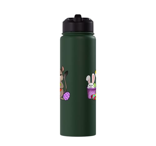 Cute degu painting Easter eggs Stainless Steel Insulated Water Bottle - color: Dark Green
