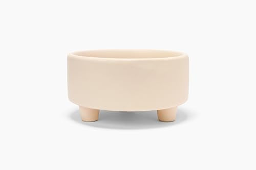 Waggo Uplift Ceramic Dog Bowl for Small Medium and Large Breeds - Heavyweight and Durable Pet Food and Water Dish Crock, Dishwasher Safe, Modern, Elevated Feeder (Buttercream, Large) - color: Buttercream, size: Large