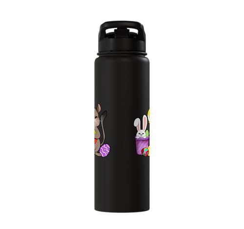 Cute degu painting Easter eggs Stainless Steel Insulated Water Bottle - color: Black