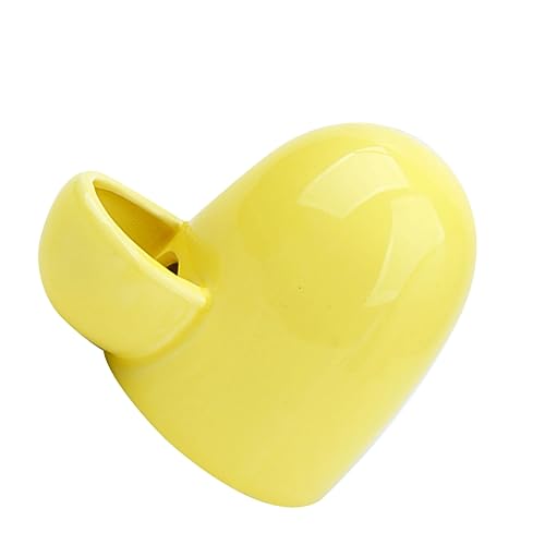 Milisten Small Pet Automatic Feeder and Water Dispenser Bowl 6.76Oz Ceramic Self-Dispensing Hamster Rabbit Drinking Supply for Small Animals - color: Yellow