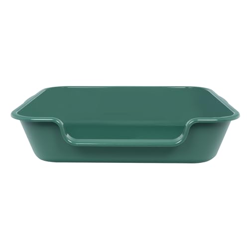 Extra Large Low Entry ABS Cat Litter Box, Green, 24" L x 20" W, 1 Pack | Durable low entry litter box, non-stick, odor-free, ideal for seniors, kittens, rabbits, large cats and multi-pet homes. - color: Green, size: Large (Pack of 1)