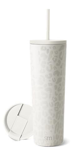 Simple Modern Iced Coffee Tumbler, Insulated | 28oz | Leopard - color: Pattern: Cream Leopard, size: 28 Ounces