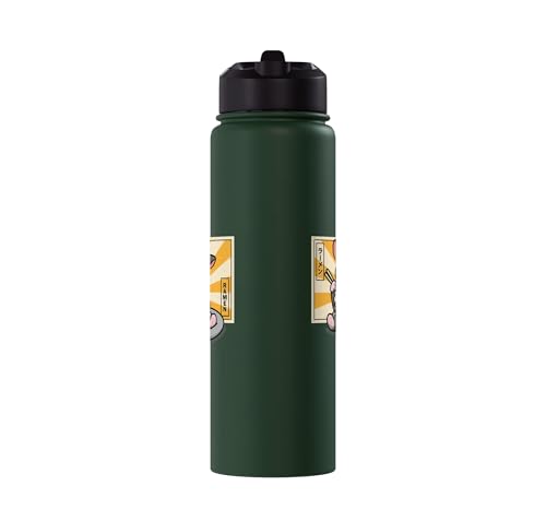 Womens Girls Cute Kawaii Japanese Ramen Sugar Glider Lover Stainless Steel Insulated Water Bottle - color: Dark Green
