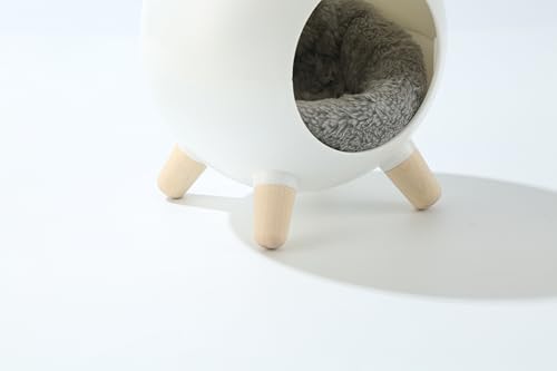 TUTU&LELE Hamster Hideout Space Elf Nest, Tiny House Bed with Round Plush Pad for Hamsters, Mice, Gerbils to Sleep & Play (White) - color: White