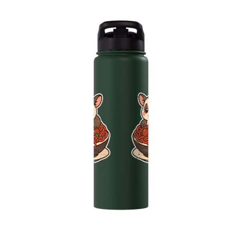 Cute Sugar Glider Spaghetti Pasta Stainless Steel Insulated Water Bottle - color: Dark Green