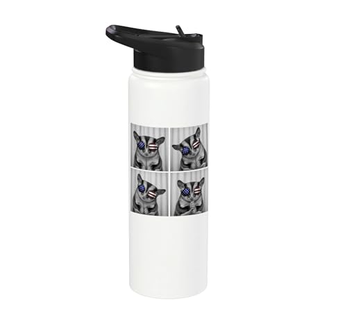 Sugar Glider 4th of July US American Flag Patriotic Stainless Steel Insulated Water Bottle - color: White