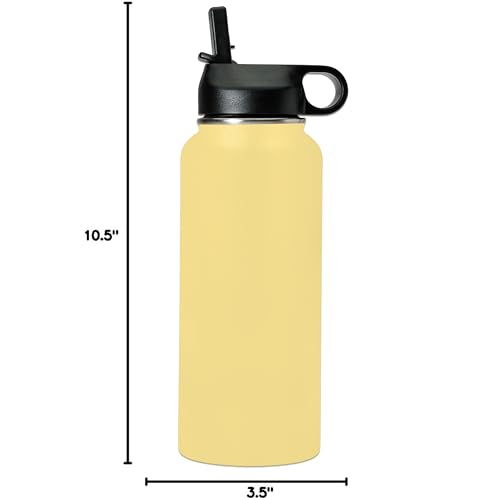 LaserGram Personalized 32oz Water Bottle, Tree Frog (Yellow) | Engraved Gift, Vacuum Insulated Stainless Steel, Flip-Top Straw Lid, Laser Engraved With Your Name - color: Yellow, size: 32 Ounces