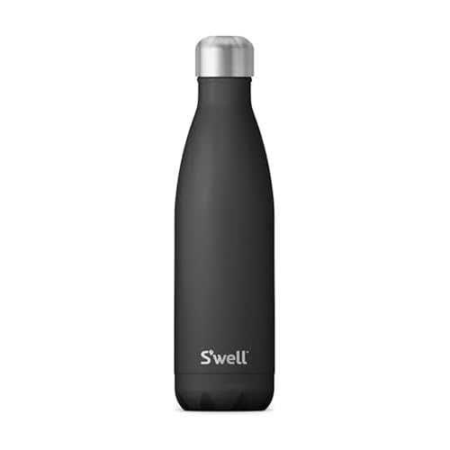 S’well Stainless Steel 17oz Water Bottle, Onyx Black, Triple-Layer Vacuum Insulated for 36 Hours Cold, 18 Hours Hot, BPA-Free, Durable and Portable - color: Onyx, size: 17 Ounces