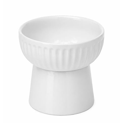 SunGrow Ceramic Cat Bowl with Stand, Suitable Eating Height for Pets, Raised Food Bowl, Mealtime for Your Cats, Stoneware Feeding Station
