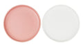 Ceramic Shallow Cat Dish 6 inch, Whisker Fatigue Free Cat Food Bowls, Wide and Small Pet Plate for Kitten and Kitty, Short Legged Munchkin Cat - color: 2 Pack - White & Pink